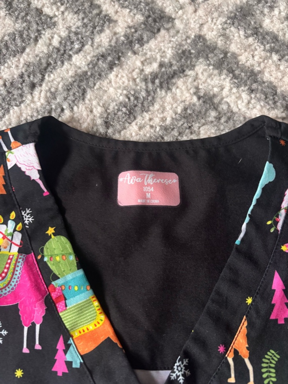 Ava Therese Holiday Llama scrub top - Picture 3 of 4